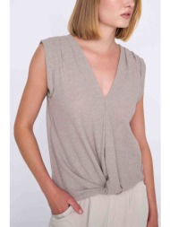 `ale γυναικεία αμάνικη μπλούζα με v λαιμόκοψη - 81415272 μπεζ