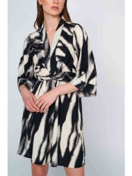 `ale γυναικείο mini φόρεμα κρουαζέ με marble print - 8918800 ασπρόμαυρο