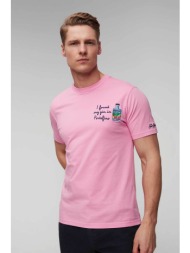 mc2 saint barth ανδρικό βαμβακερό t-shirt μονόχρωμο με contrast print `portofino gin` - tshm001-0426