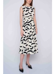 `ale γυναικείο midi φόρεμα αμάνικο με abstract print - 8918496 ασπρόμαυρο
