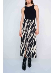 `ale γυναικεία midi φούστα με marble print - 8918801 ασπρόμαυρο