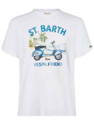 mc2 saint barth ανδρικό βαμβακερό t-shirt μονόχρωμο με contrast print `vespa friend` - tshm001-03141