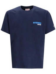 mc2 saint barth ανδρικό βαμβακερό t-shirt μονόχρωμο με contrast print `mykonos` - tshm001-00884f μπλ