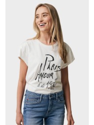 mexx γυναικείο t-shirt μονόχρωμο βαμβακερό με contrast lettering - mf007813441w κρέμ