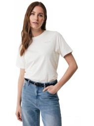 mexx γυναικείο t-shirt μονόχρωμο βαμβακερό με contrast lettering και τύπωμα στην πλάτη - mf007813741