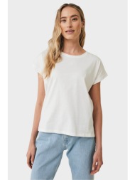 mexx γυναικείο t-shirt μονόχρωμο βαμβακερό με tone-on-tone κεντημένο λογότυπο μπροστά - mf007815641w