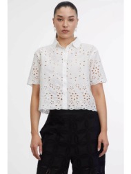 orsay γυναικείο πουκάμισο μονόχρωμο βαμβακερό cropped με δαντέλα - 1000429-x11-0604 λευκό