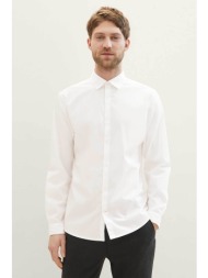 tom tailor ανδρικό μονόχρωμο πουκάμισο regular fit - 1040125 λευκό