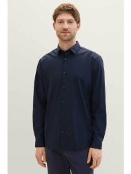 tom tailor ανδρικό μονόχρωμο πουκάμισο regular fit - 1040125 μπλε σκούρο