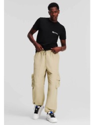 karl lagerfeld jeans ανδρικό cargo παντελόνι μονόχρωμο με contrast logo patch στο πλάι - 241d1000 μπ