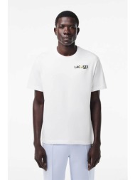 lacoste ανδρικό t-shirt με graphic print στο πίσω μέρος classic fit - th7363 λευκό