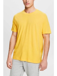 esprit ανδρικό μονόχρωμο t-shirt από λινάρι και βαμβάκι regular fit - 044ee2k310 κίτρινο