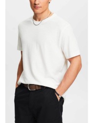 esprit ανδρικό μονόχρωμο t-shirt από λινάρι και βαμβάκι regular fit - 044ee2k310 λευκό
