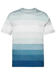 esprit ανδρικό t-shirt με ρίγες και διαβάθμιση χρώματος regular fit - 044ee2k316 μπλε ανοιχτό