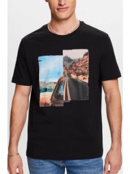 esprit ανδρικό t-shirt με graphic print regular fit - 044ee2k327 μαύρο