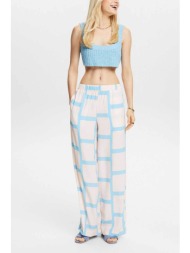 esprit γυναικείο παντελόνι με geometrical print και ελαστική μέση wide leg - 044ee1b350 μπεζ