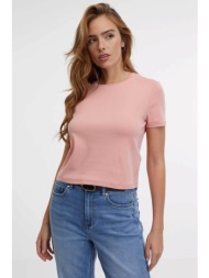orsay γυναικείο t-shirt μονόχρωμο cropped βαμβακερό με ribbed λαιμόκοψη - 1000311-x16-1434 ροζ