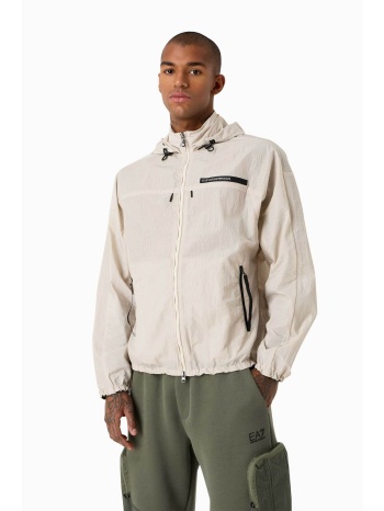 ea7 ανδρικό μπουφάν με κουκούλα και λογότυπο oversized fit