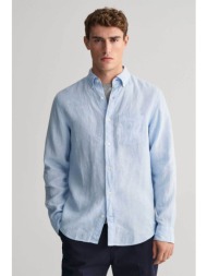 gant ανδρικό λινό πουκάμισο button down με τσέπη και λογότυπο regular fit - 3240102 μπλε ανοιχτό
