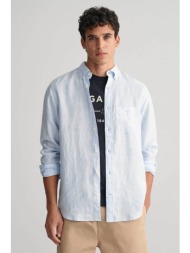 gant ανδρικό λινό πουκάμισο button down με ριγέ σχέδιο και τσέπη και λογότυπο regular fit - 3240105 