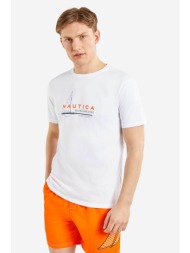 nautica ανδρικό t-shirt μονόχρωμο βαμβακερό - n1n02636 λευκό