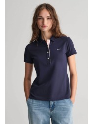 gant γυναικεία κοντομάνικη πόλο μπλούζα πικέ με κεντημένο λογότυπο regular fit - 4200828 μπλε σκούρο