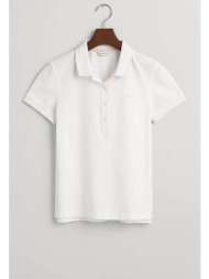gant γυναικεία κοντομάνικη πόλο μπλούζα πικέ με κεντημένο λογότυπο regular fit - 4200828 λευκό