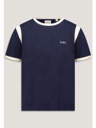 gant γυναικείο t-shirt με λογότυπο regular fit `ringer` - 4200877 μπλε σκούρο