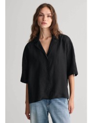 gant γυναικείο λινό πουκάμισο μονόχρωμο relaxed fit - 4300334 μαύρο