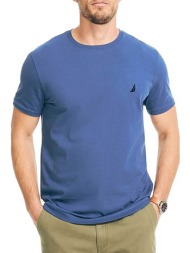 nautica ανδρικό t-shirt μονόχρωμο βαμβακερό με κεντημένo λογότυπο - v36701 μπλε