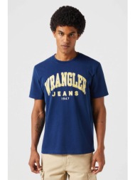 wrangler® ανδρικό t-shirt με logo print regular fit `graphic tee` - 112350525 denim blue σκούρο