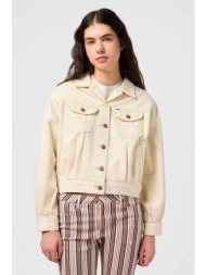 wrangler® γυναικείο denim jacket με letter print στην πλάτη `western` - 112350359 λευκό
