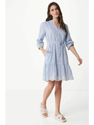mexx γυναικείο mini φόρεμα με ψιλό ριγέ σχέδιο και τσέπες μπροστά - mf006305141w γαλάζιο