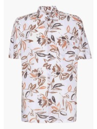 sseinse ανδρικό κοντομάνικο πουκάμισο με floral print - ce937ss 124 λευκό