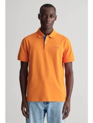 gant ανδρική κοντομάνικη πόλο μπλούζα πικέ με κεντημένο λογότυπο regular fit - 2062026 πορτοκαλί
