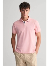 gant ανδρική κοντομάνικη πόλο μπλούζα πικέ με κεντημένο λογότυπο regular fit - 2062026 ροζ