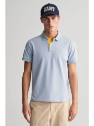 gant ανδρική κοντομάνικη πόλο μπλούζα πικέ με κεντημένο λογότυπο regular fit - 2062026 γαλάζιο
