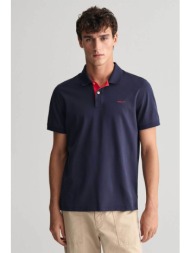 gant ανδρική κοντομάνικη πόλο μπλούζα πικέ με κεντημένο λογότυπο regular fit - 2062026 μπλε σκούρο