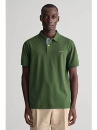 gant ανδρική κοντομάνικη πόλο μπλούζα πικέ με κεντημένο λογότυπο regular fit - 2062026 πράσινο