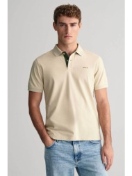 gant ανδρική κοντομάνικη πόλο μπλούζα πικέ με κεντημένο λογότυπο regular fit - 2062026 μπεζ