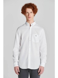gant ανδρικό πουκάμισο button down με τσέπη και κεντημένο λογότυπο regular fit - 3240059 λευκό