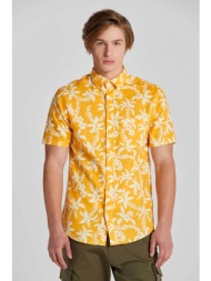 gant ανδρικό κοντομάνικο πουκάμισο button down με floral print regular fit - 3240075 μουσταρδί