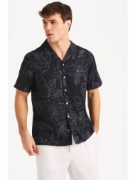 nautica ανδρικό πουκάμισο με all-over floral print και κεντημένο έμβλημα - w45500 σκούρο μπλε