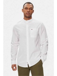 tommy jeans ανδρικό πουκάμισο με μάο γιακά και τσέπη με λογότυπο regular fit - dm0dm18964 λευκό