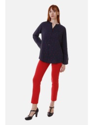 markup γυναικείο παντελόνι μονόχρωμο cropped με τσέπες και μεταλλική λεπτομέρεια - mw15111 κόκκινο