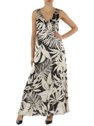 markup γυναικείο maxi φόρεμα με all-over leaf print και σατέν όψη - mw661242 πολύχρωμο
