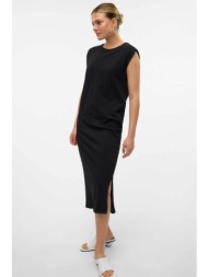 vero moda γυναικείο φόρεμα midi σε ίσια γραμμή - 10304711 μαύρο