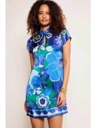 rixo γυναικείο mini φόρεμα μεταξωτό με floral print `lolita` - 010.00519.224.04230 μπλε