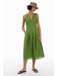 pennyblack γυναικείο λινό midi φόρεμα μονόχρωμο `lazise` - 2411221053200 πράσινο