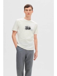 selected ανδρικό t-shirt με print regular fit - 16092763 λευκό